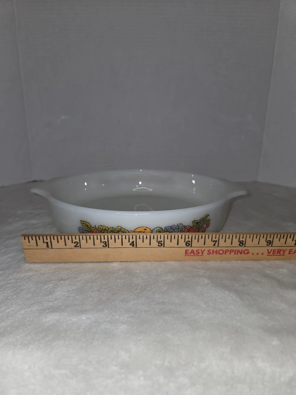 Vtg Anchor Hocking Fire King Natures Bounty Fruit Harvest 429 Round 9” Pie Plate
